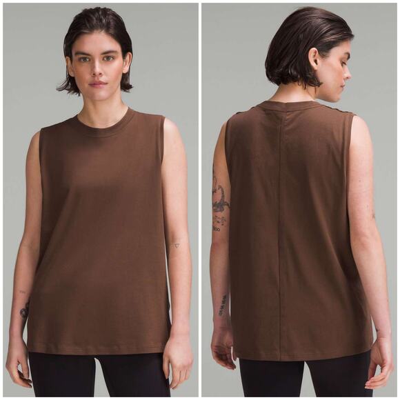 Lululemon All Yours Tank Top Java Brown Size 16 NEW Pima Cotton Loose Fit - Picture 1 of 4